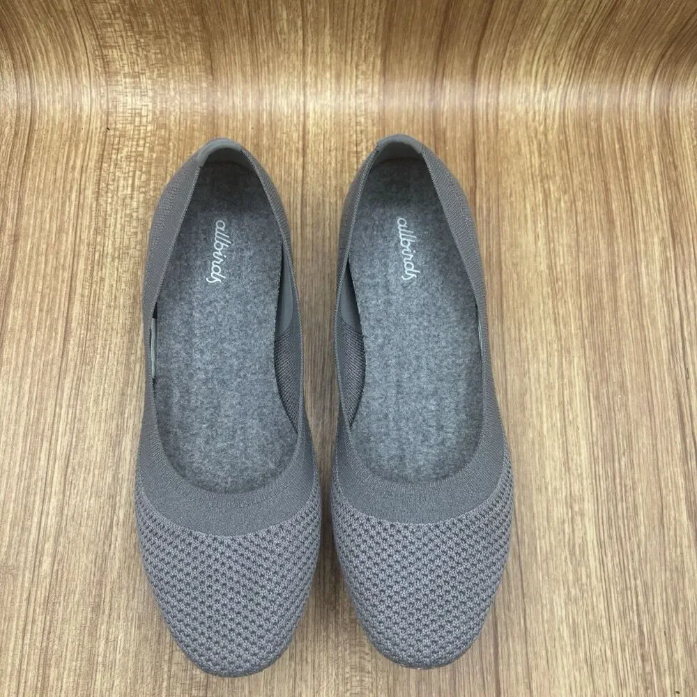 Allbirds Tree Breezers‎ Gray Knit Slip-On Round Toe Ballet Flats Women’s Size 9
